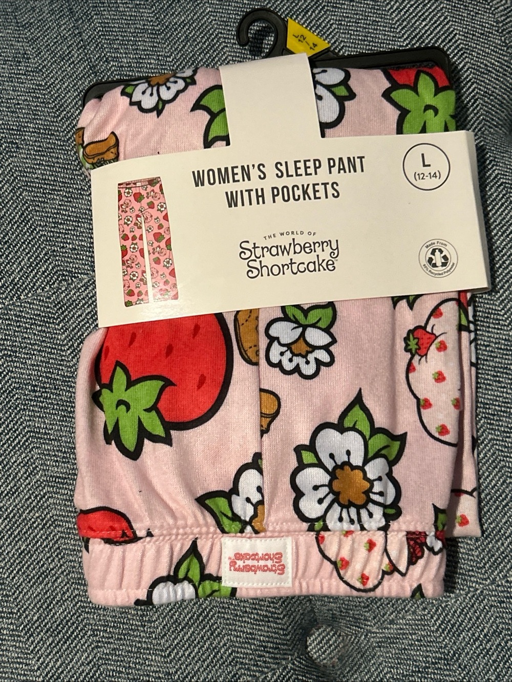 Strawberry Shortcake Pink  Womens Sleep Pants Large (12-14) With Pockets